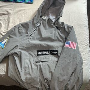 Members Only Light Gray Jacket with Patches